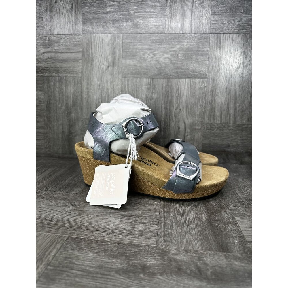 Birkenstock Soley Women's 10/EURO 41 Leather Grey Wedge Shoes